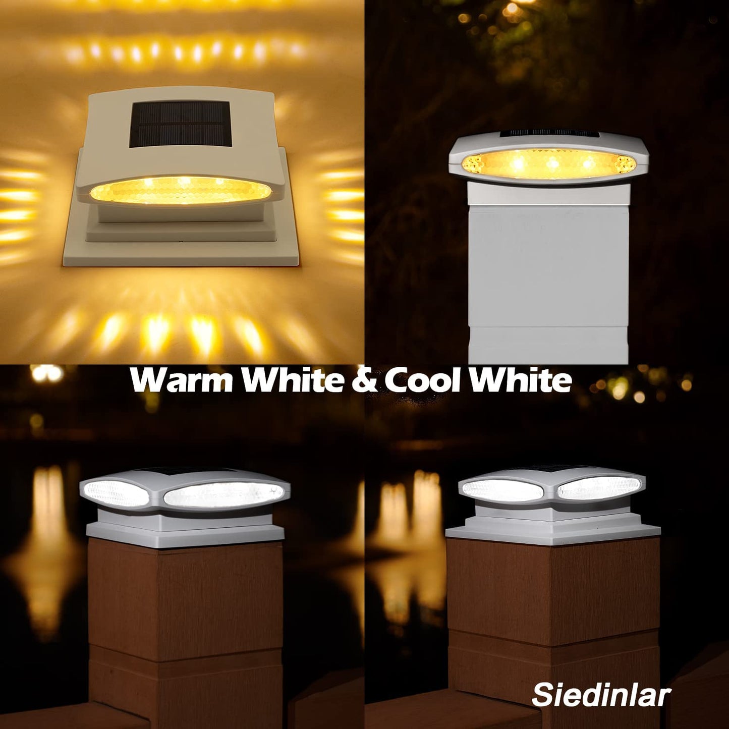 Siedinlar SD1064W Solar Post Cap Lights Outdoor, Modes 24 LED Solar