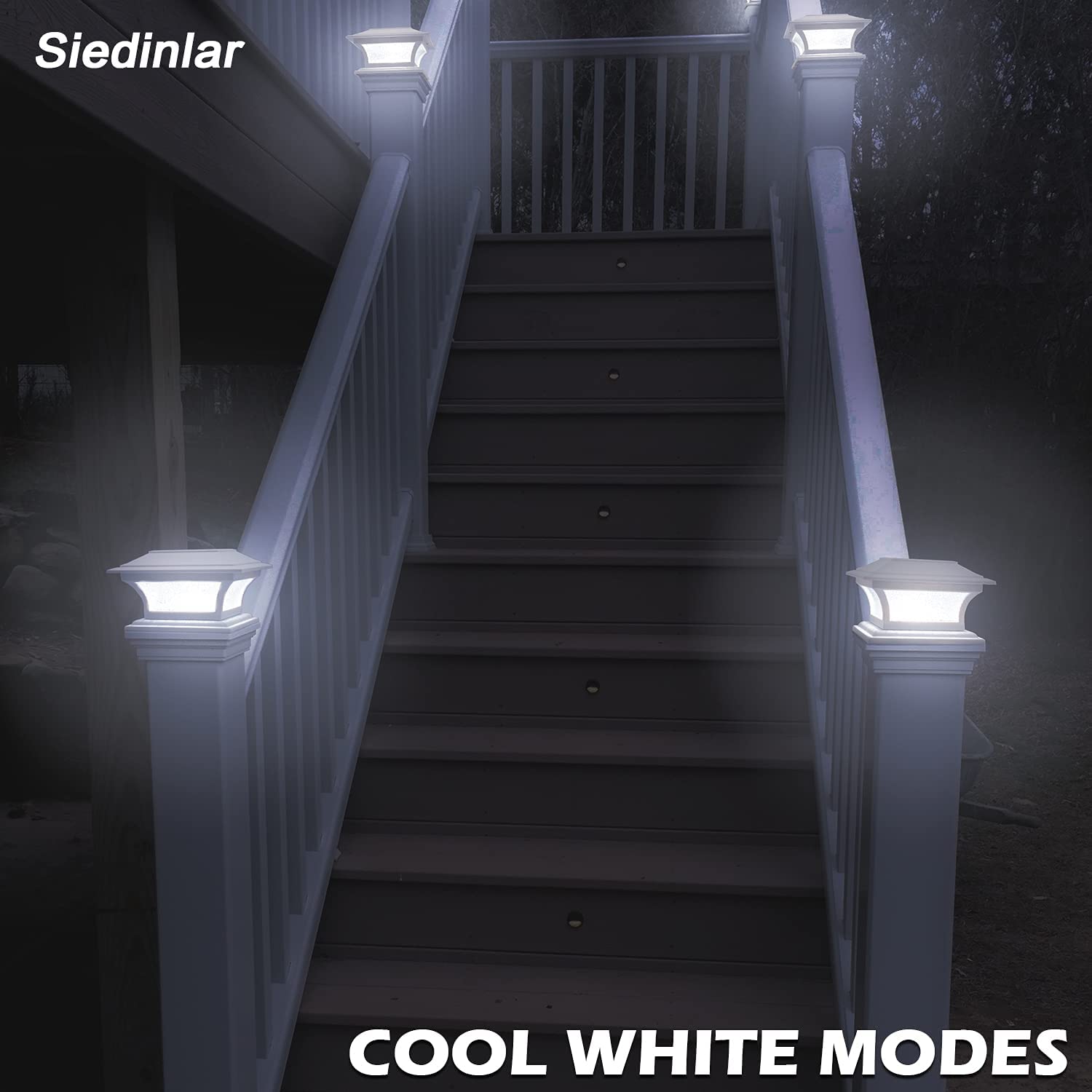Siedinlar SD008WC Solar Deck Lights Outdoor 2 Modes 16 LEDs Driveway M